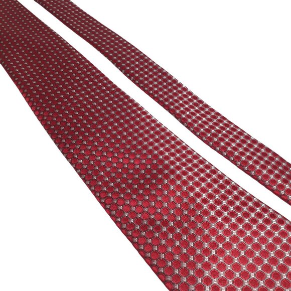 Izod Vintage Red & Silver Geometric Necktie - Picture 2 of 5